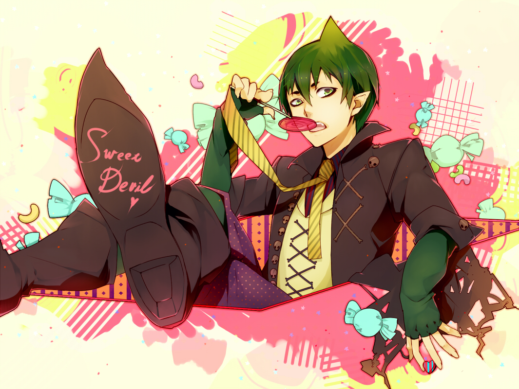 amaimon, ao_no_exorcist, aoshiki, candy, food, lollipop, pointed_ears