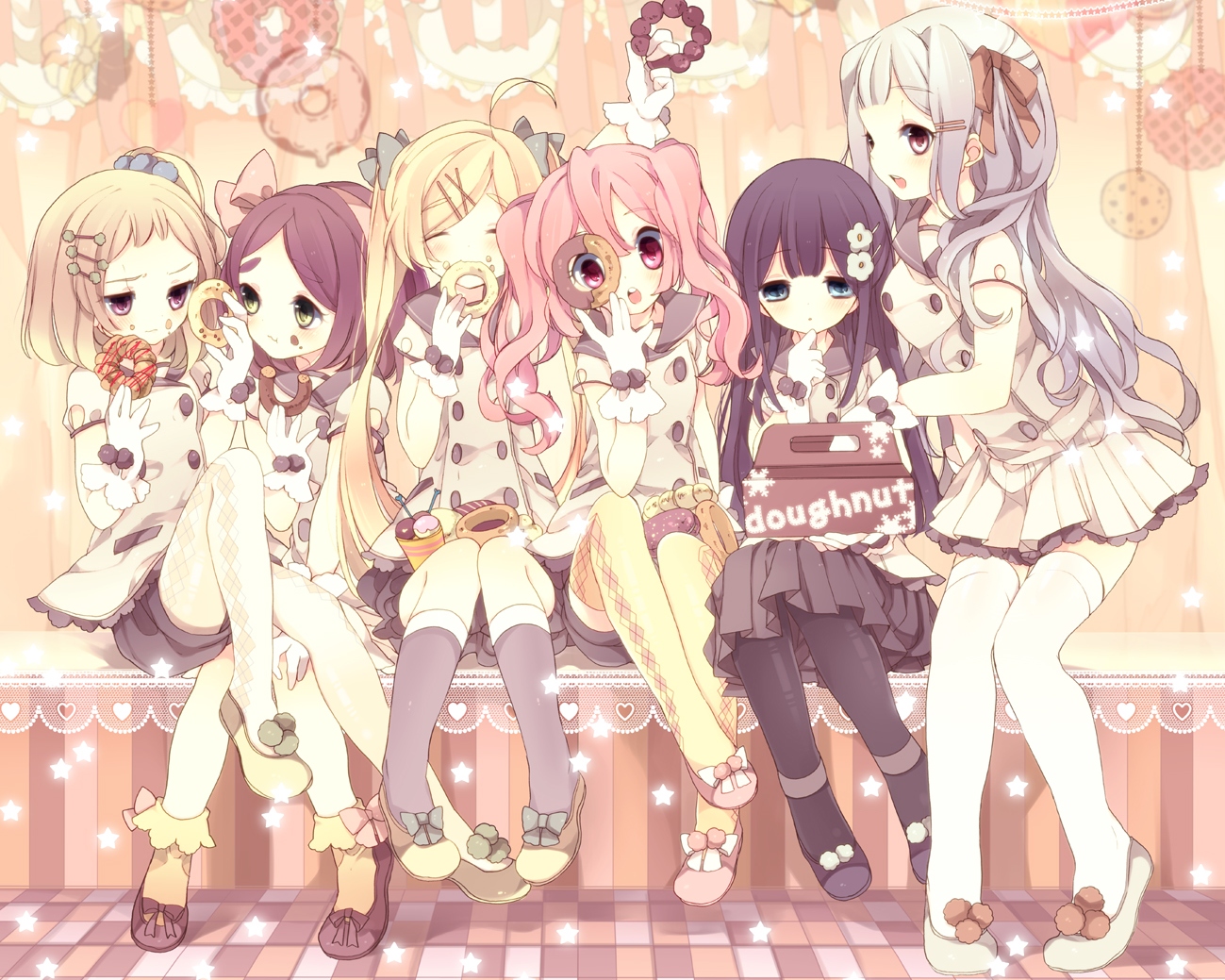 chiku-wa, food, original, pantyhose, school_uniform, thighhighs
