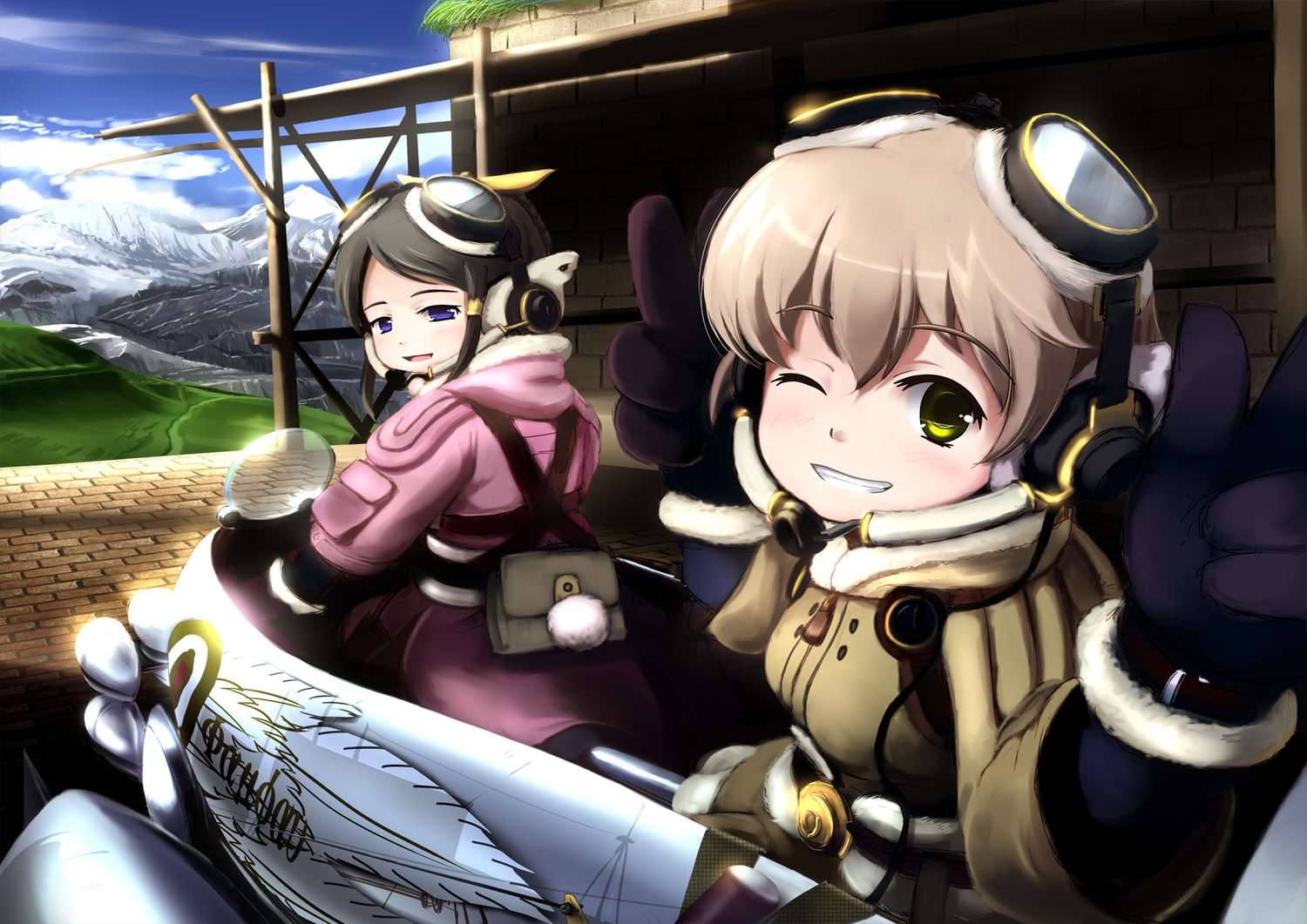 chipika, fam_fan_fan, giselle_collette_vingt, goggles, last_exile, wink, yellow_eyes