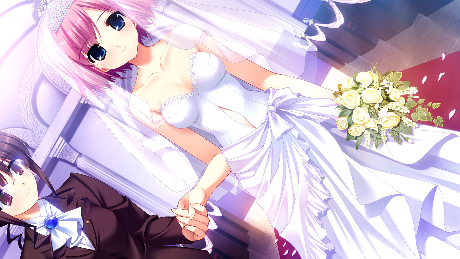 dress, flowers, fumio, grisaia_no_kajitsu, grisaia_no_meikyu, komine_sachi, wedding_attire