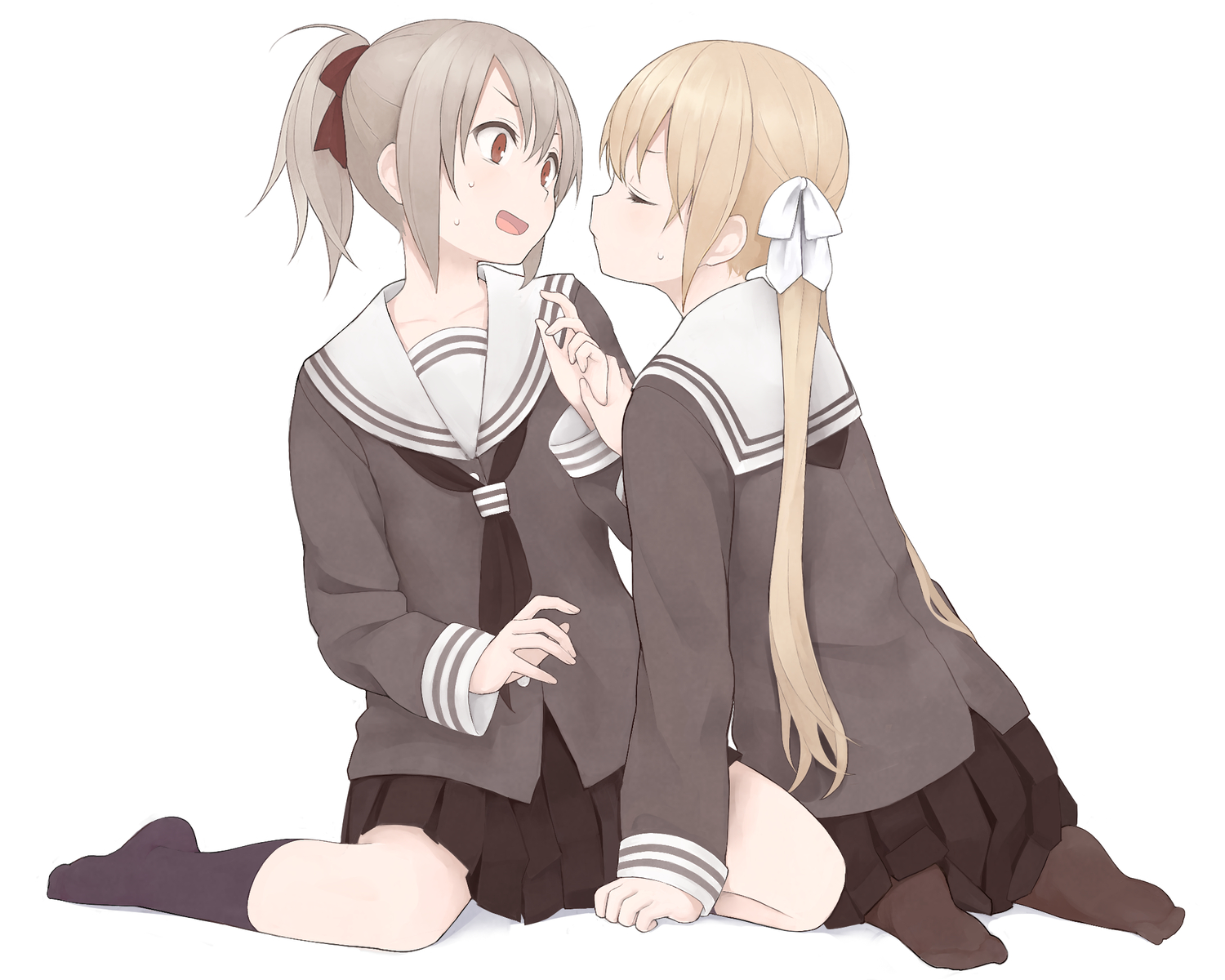 2girls, nnyu, original, school_uniform, shoujo_ai, white
