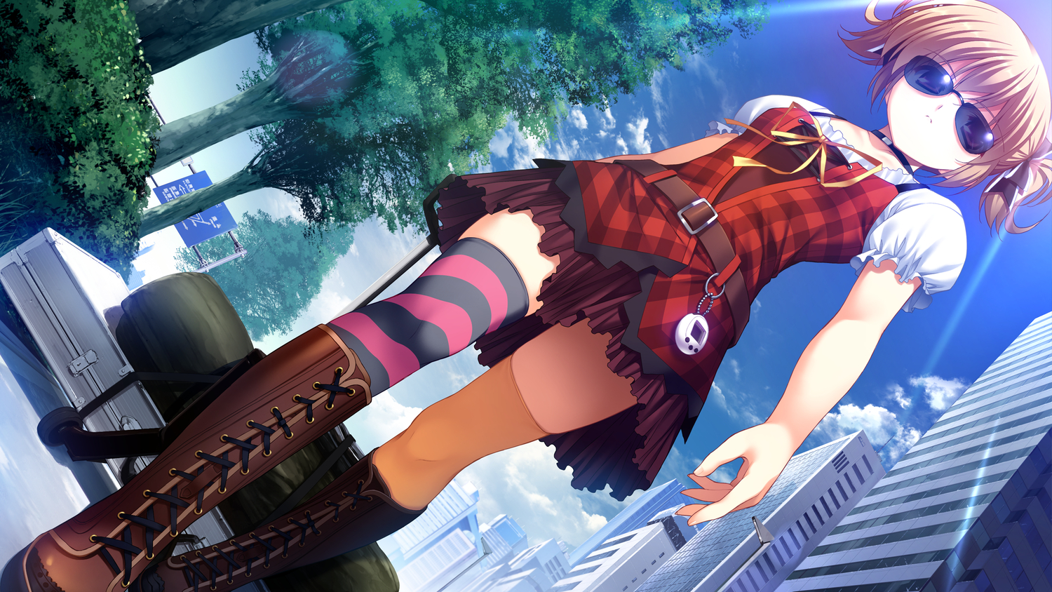 boots, dress, fumio, game_cg, glasses, grisaia_no_kajitsu, grisaia_no_meikyu, irisu_makina