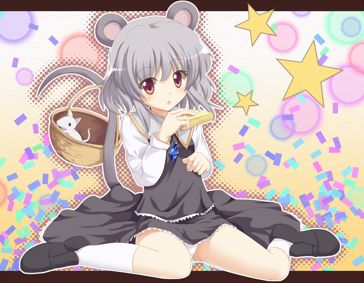 animal, animal_ears, dress, food, francis_(ohne), mouse, mousegirl, nazrin