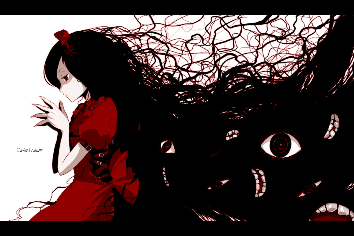 black_hair, long_hair, nijiura_maids, oso, ozoi, red_eyes