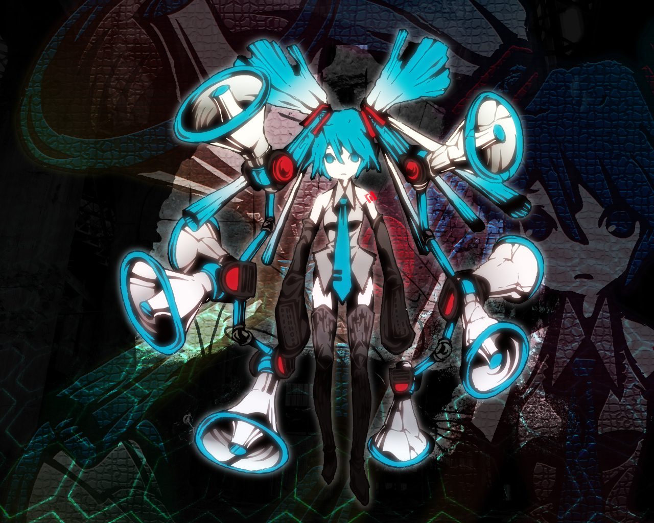aqua_eyes, aqua_hair, hatsune_miku, long_hair, thighhighs, tie, twintails, vocaloid