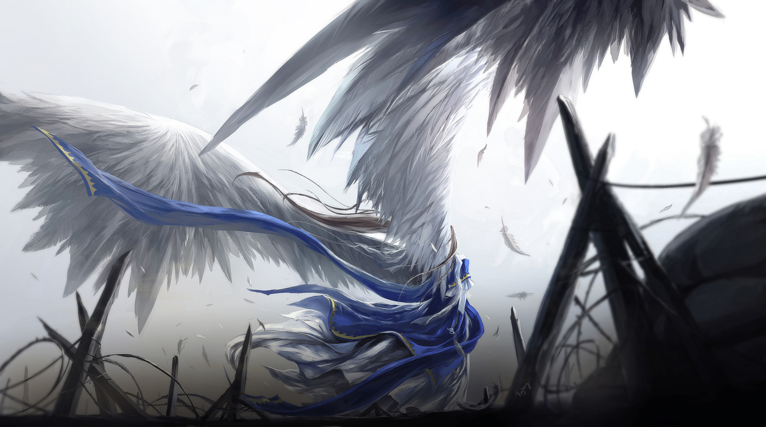aa_megami-sama, belldandy, dress, feathers, kzcjimmy, wings