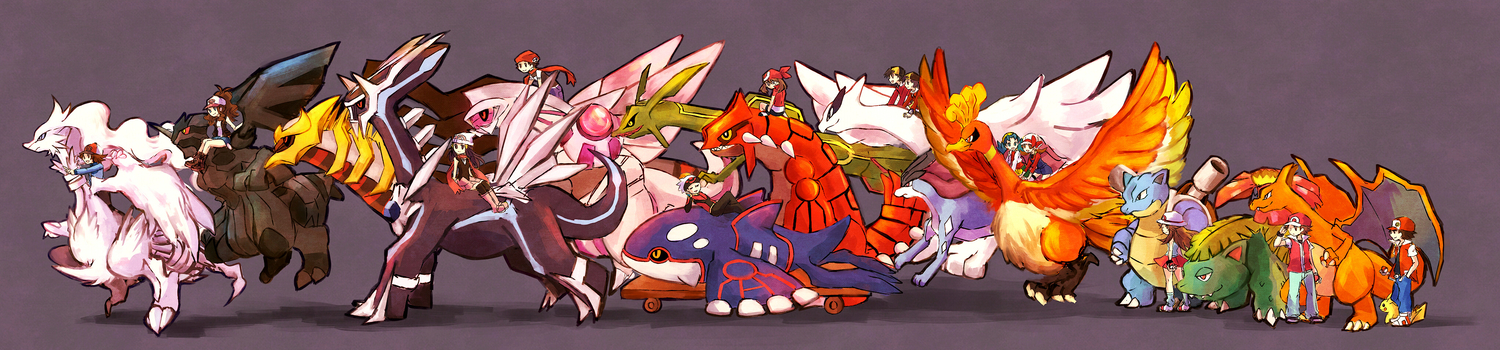 blastoise, charizard, dialga, giratina, groudon, haruka_(pokemon), hat, hikari_(pokemon)