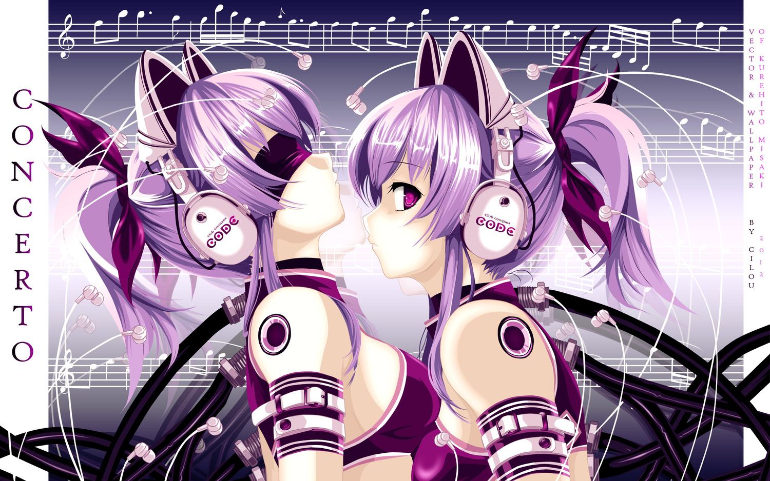 2girls, blindfold, cradle, exit_tunes, headphones, misaki_kurehito, purple, techgirl