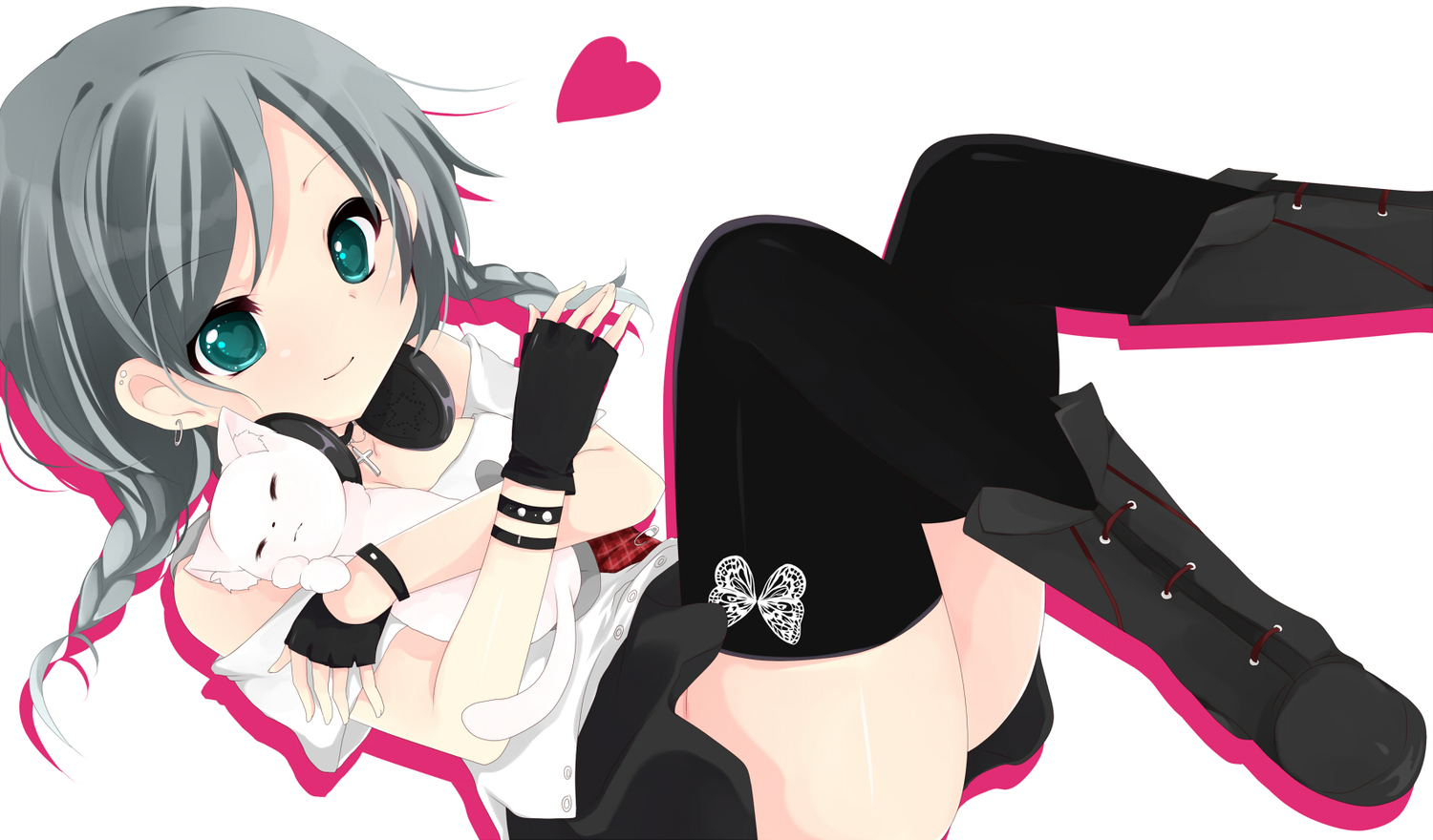 animal, boots, cat, gloves, sakuragi_yuzuki, tagme, thighhighs, white