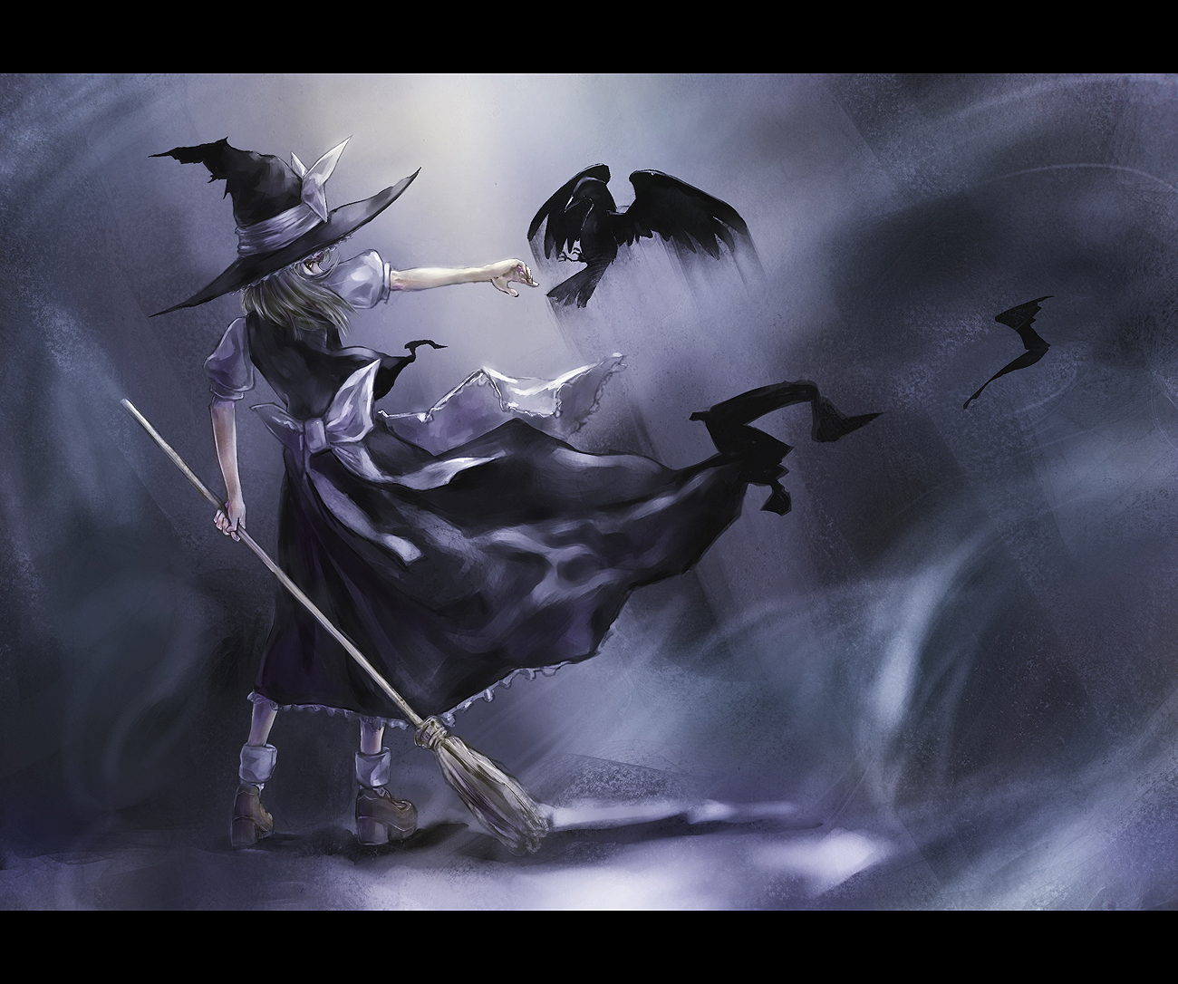animal, bird, blonde_hair, hat, kath, kirisame_marisa, touhou, witch, yellow_eyes