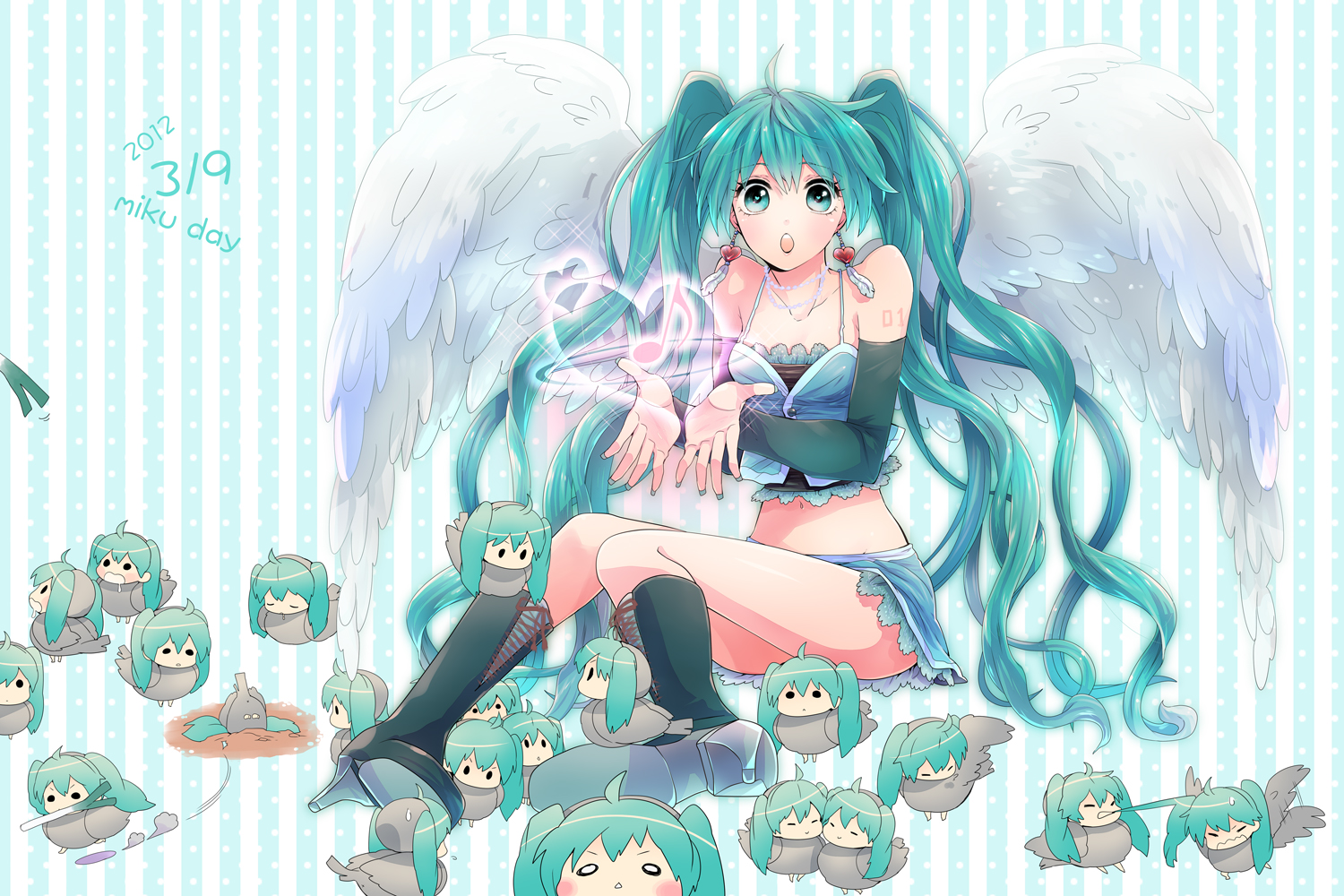animal, bird, hachune_miku, hatsune_miku, irono_yoita, vocaloid, wings