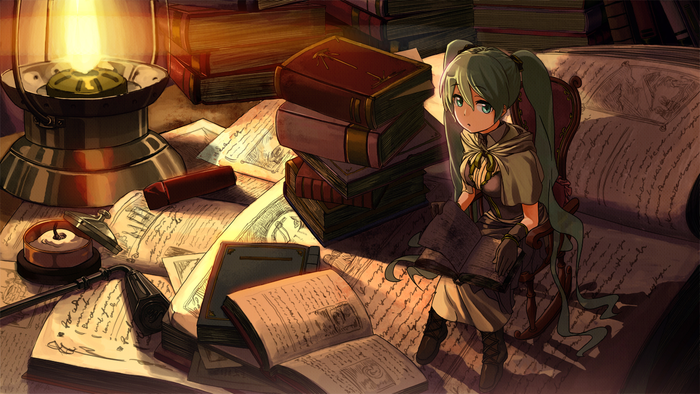 book, fujita_(condor), hatsune_miku, vocaloid