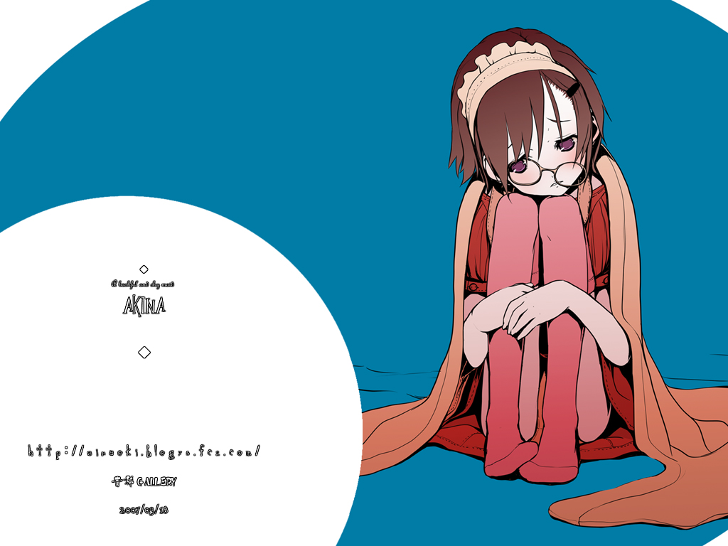 aoki_shin, blush, brown_hair, glasses, original, panties, purple_eyes, short_hair