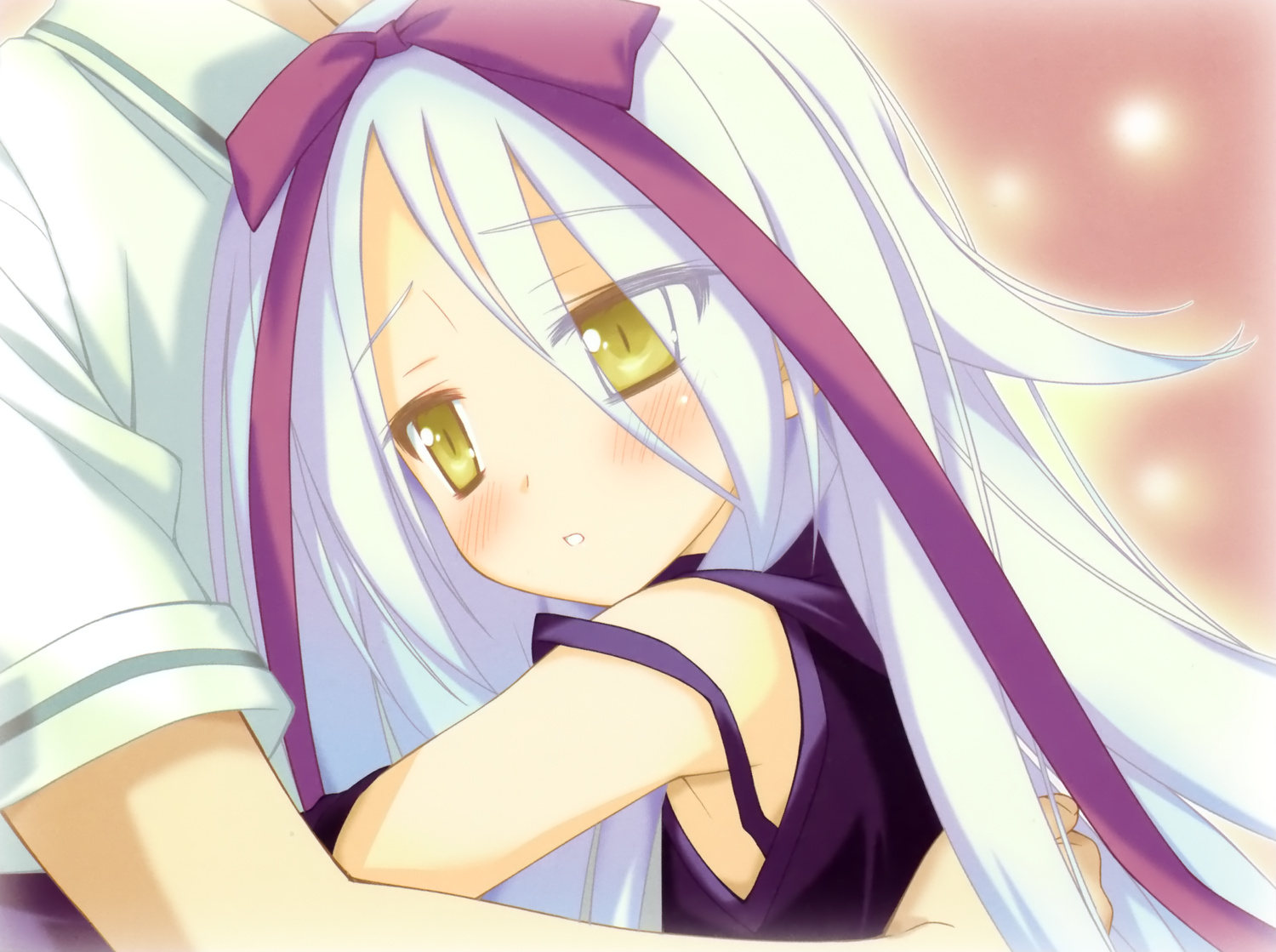 favorite, game_cg, hoshizora_no_memoria, long_hair, mare_s_ephemeral, shida_kazuhiro, white_hair, yellow_eyes