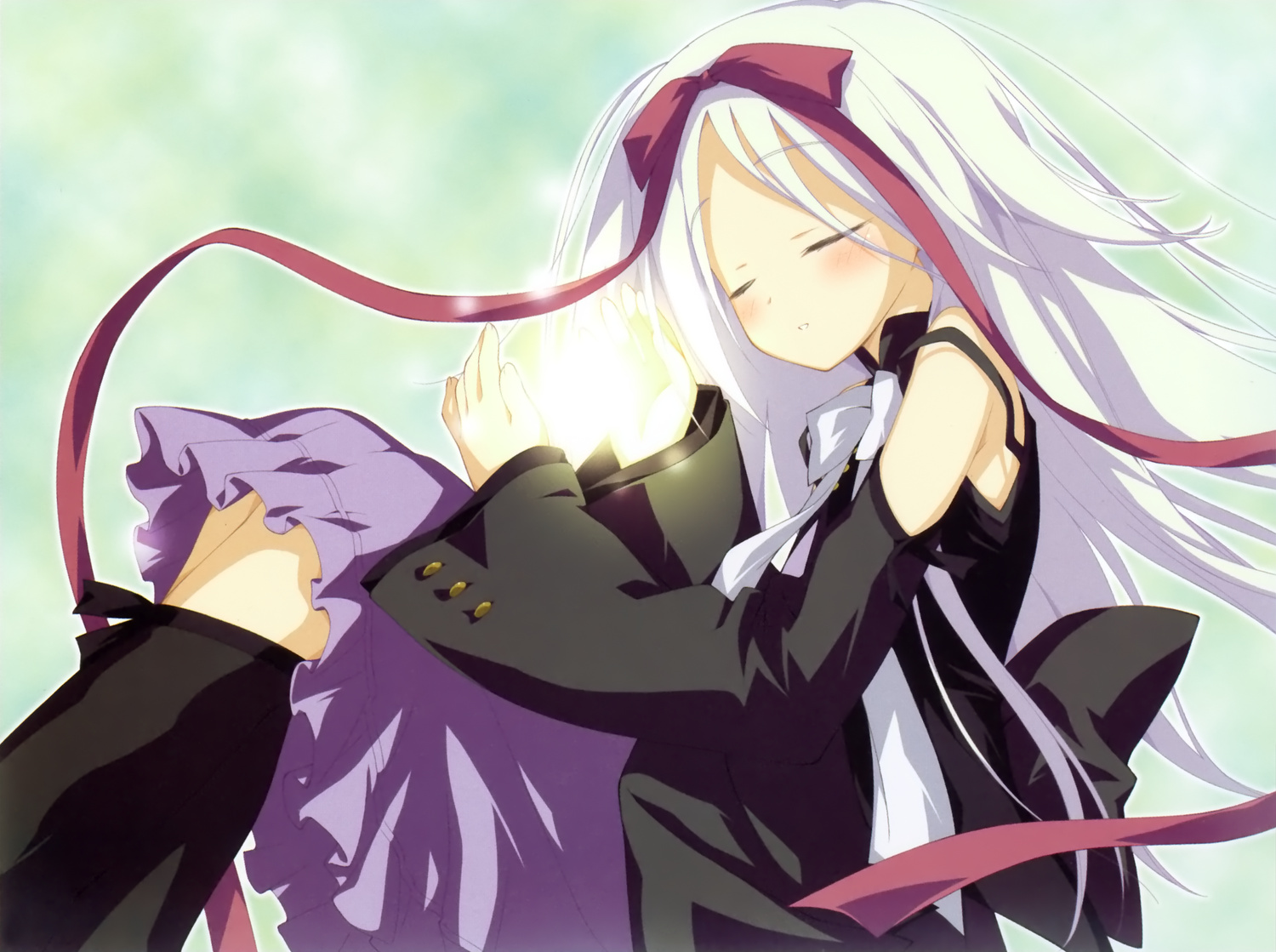 dress, favorite, game_cg, hoshizora_no_memoria, long_hair, mare_s_ephemeral, shida_kazuhiro, white_hair