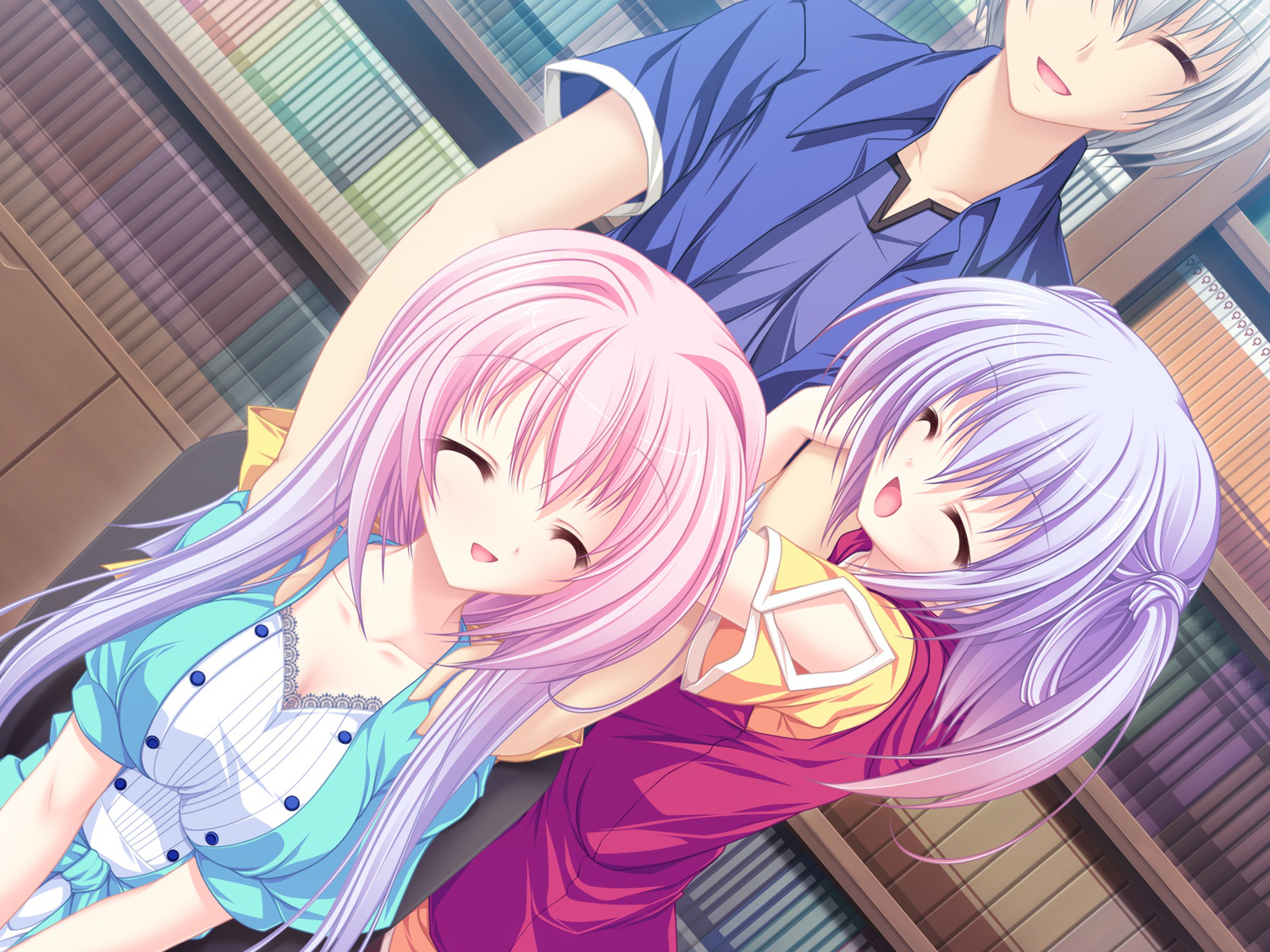 77, game_cg, long_hair, male, mikagami_mamizu, pink_hair, purple_hair, short_hair