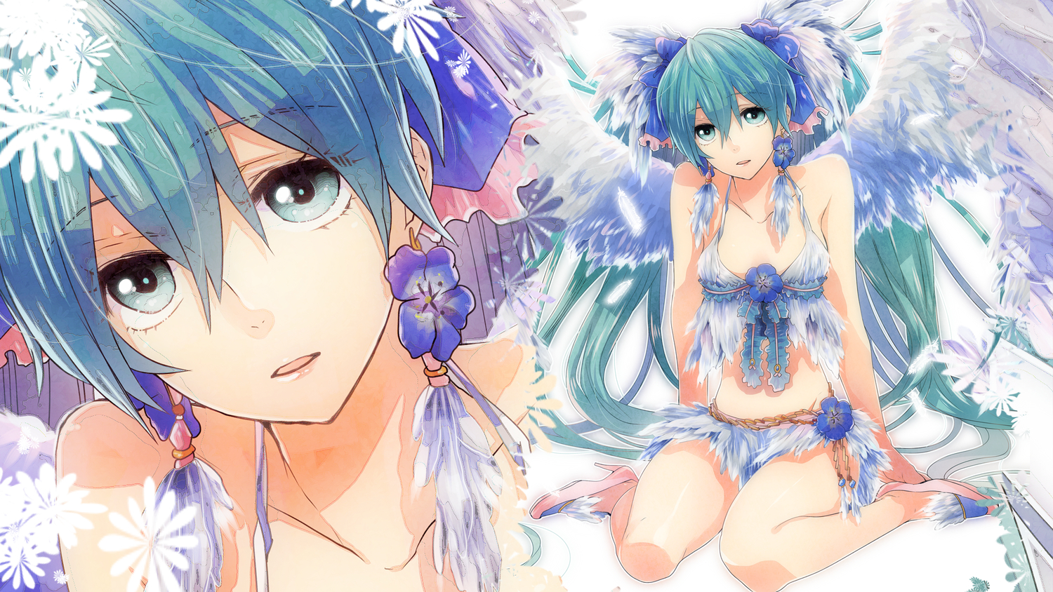 feathers, hatsune_miku, irono_yoita, vocaloid, wings
