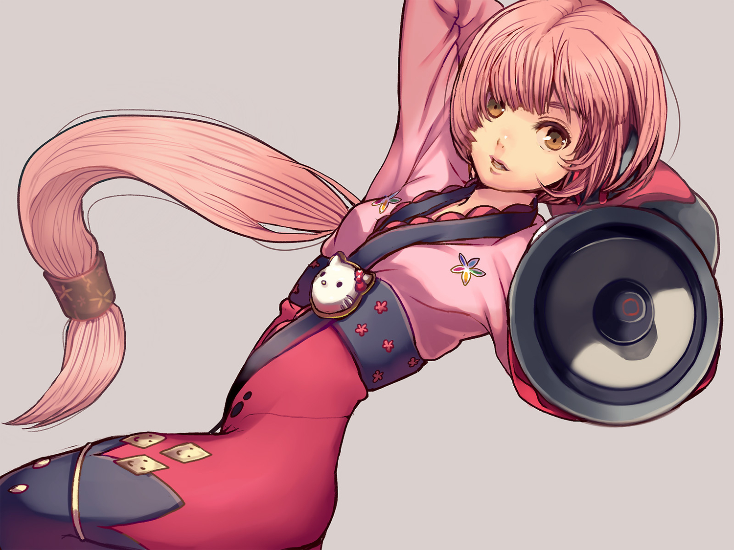 brown_eyes, gray_hair, long_hair, nekomura_iroha, pink_hair, ponytail, uprightleftdownchuchuchu, vocaloid