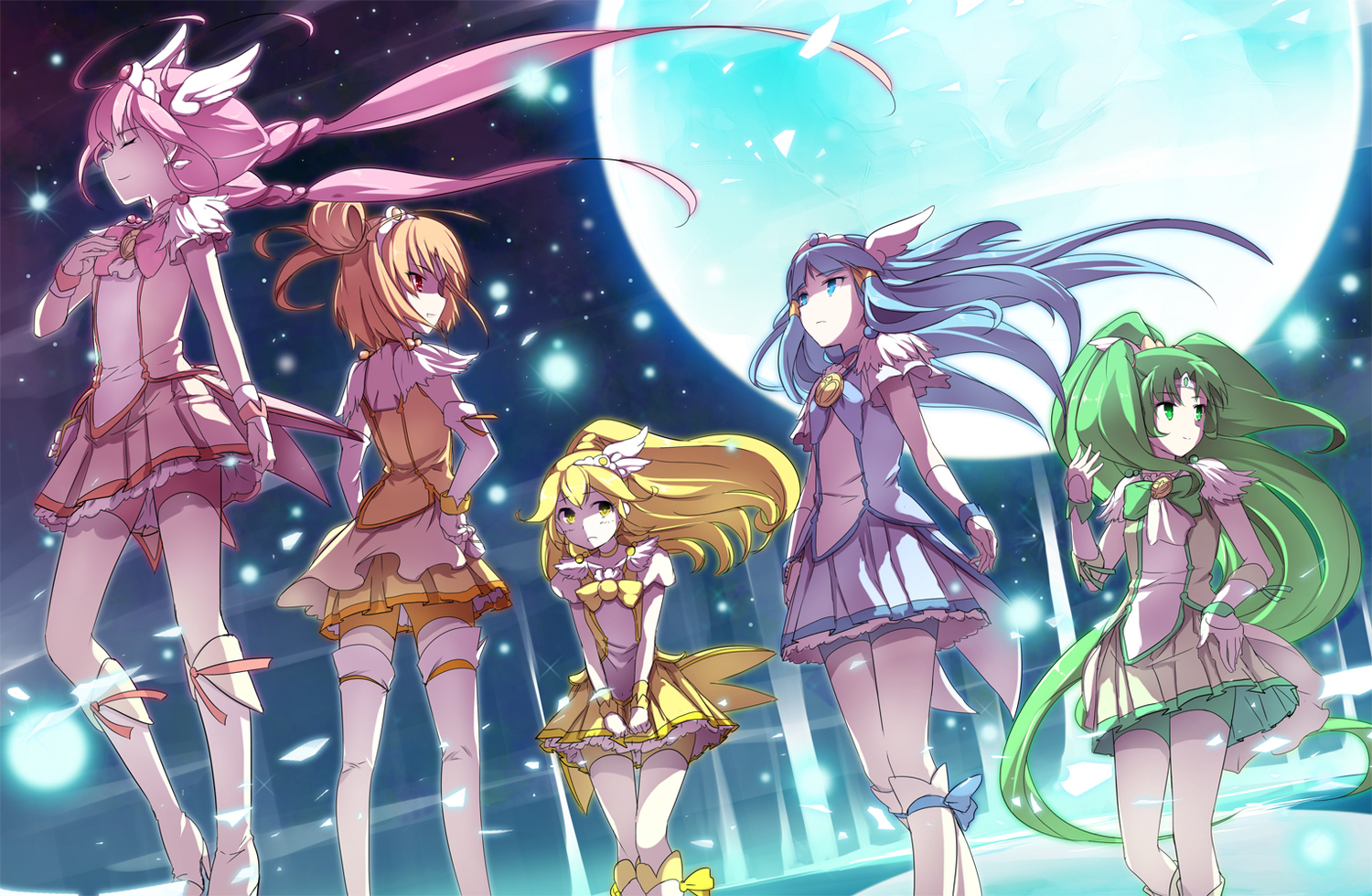 aoki_reika, hino_akane, hoshizora_miyuki, kise_yayoi, midorikawa_nao, minazuki_randoseru, moon, precure