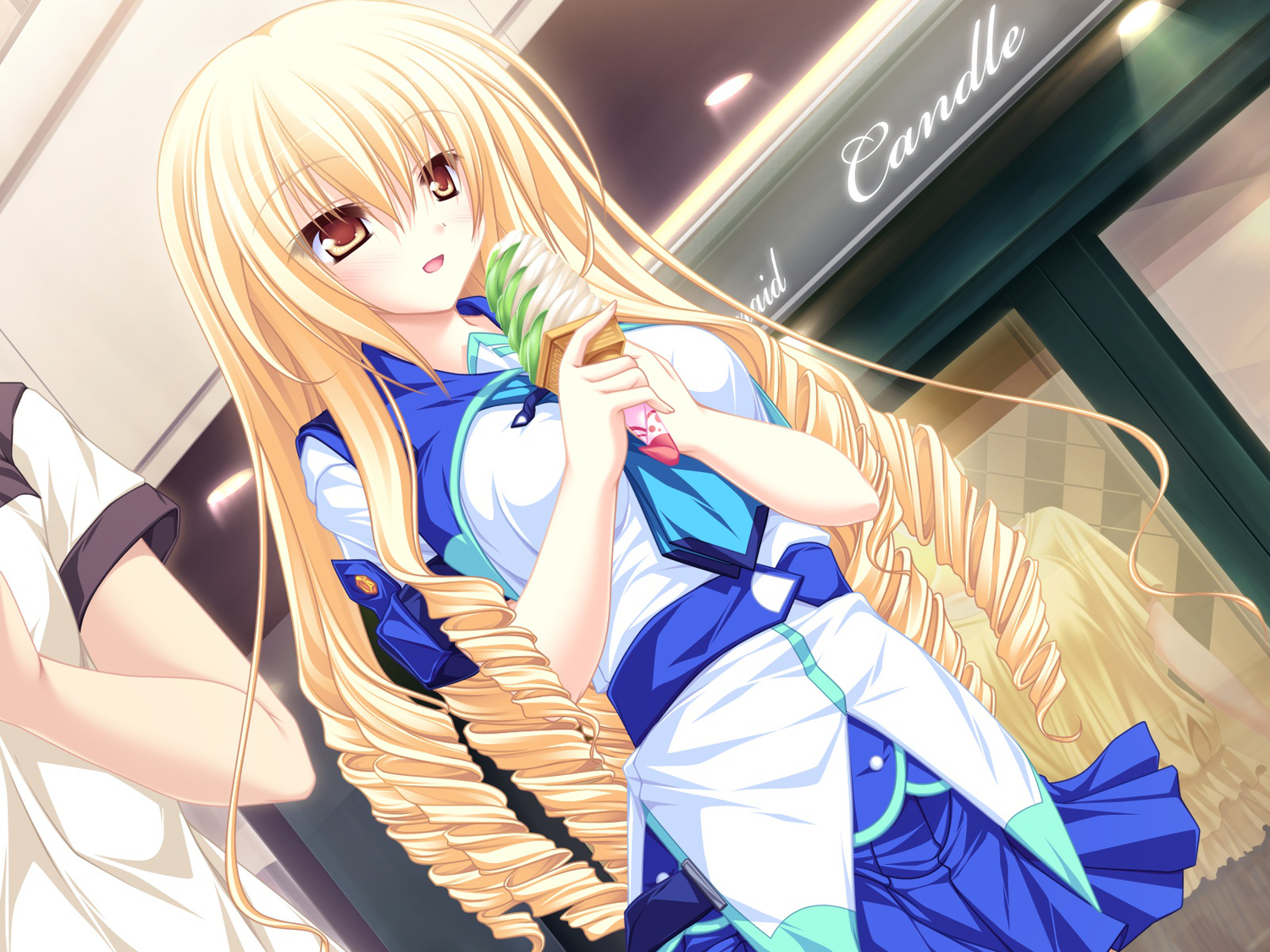 77, blonde_hair, game_cg, koshimizu_rin, long_hair, mikagami_mamizu, orange_eyes, school_uniform