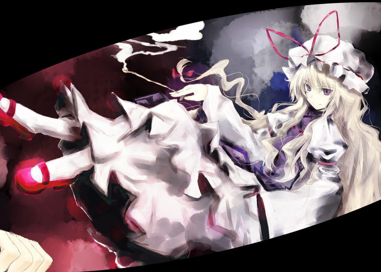 asagi_shii, blonde_hair, hat, purple_eyes, touhou, yakumo_yukari