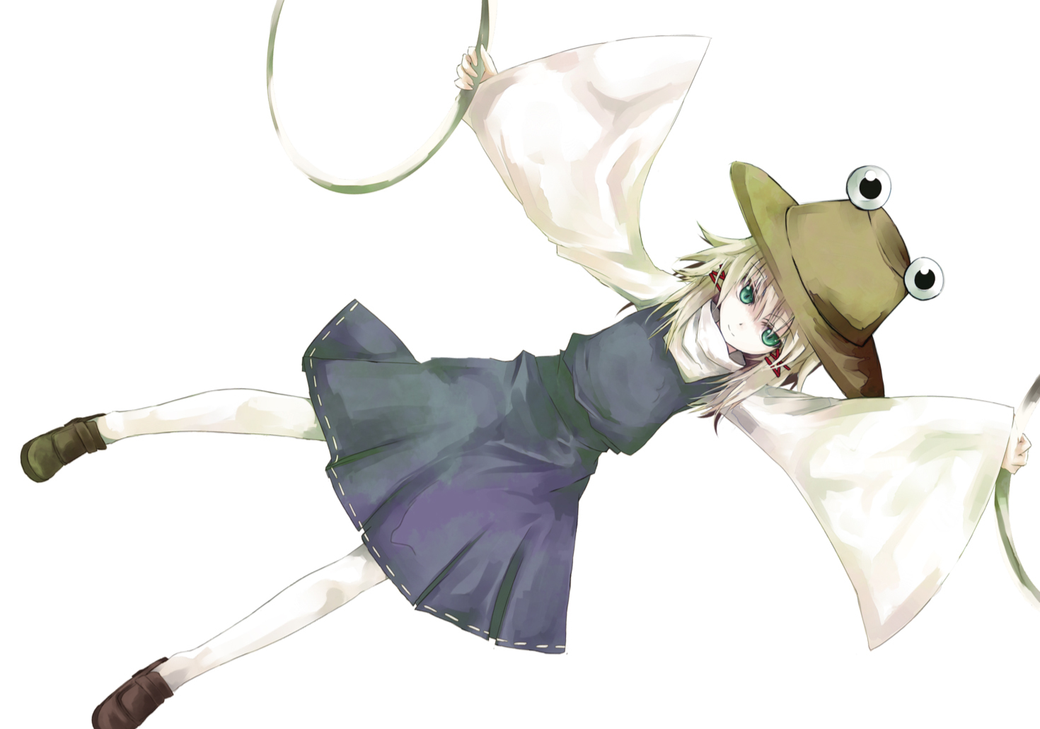 asagi_shii, blonde_hair, green_eyes, hat, moriya_suwako, pantyhose, touhou