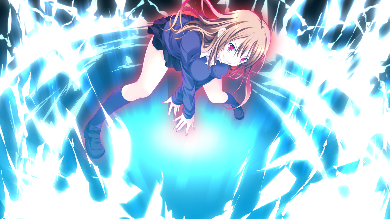 brown_hair, game_cg, kneehighs, long_hair, makita_maki, pink_eyes, shibuya_himeno, shinigami_no_testament