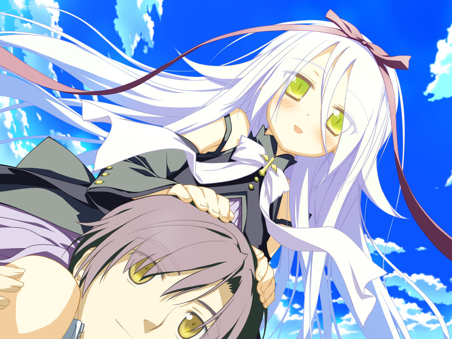 favorite, game_cg, hoshizora_no_memoria, long_hair, mare_s_ephemeral, tagme, white_hair, yellow_eyes