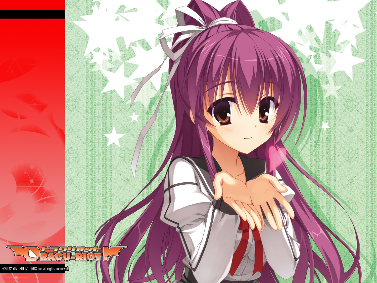 dracu-riot!, inamura_rio, jpeg_artifacts, kobuichi, long_hair, purple_hair, school_uniform, yuzusoft