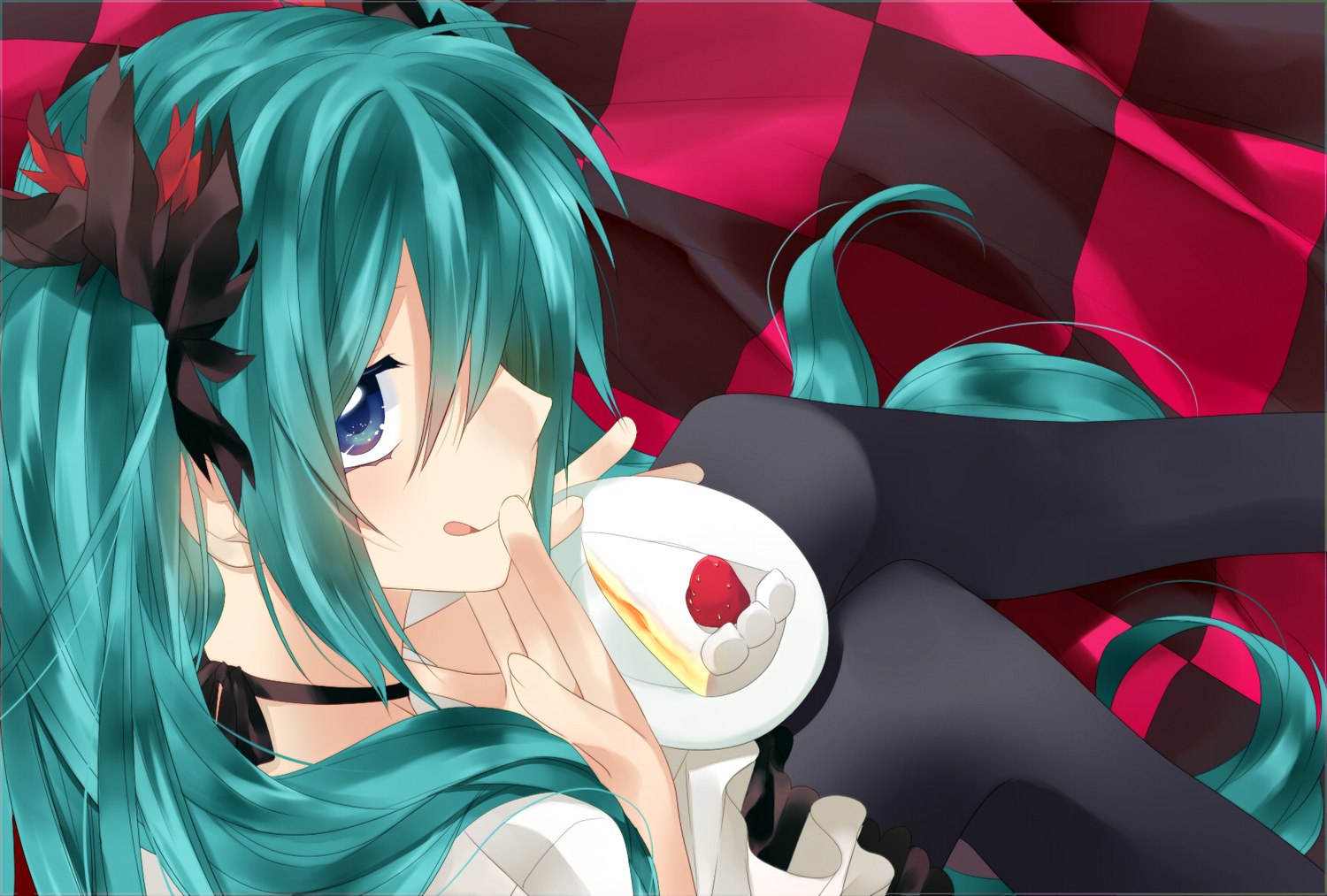 akitsuki_(akiduko), cake, food, hatsune_miku, vocaloid, world_is_mine_(vocaloid)
