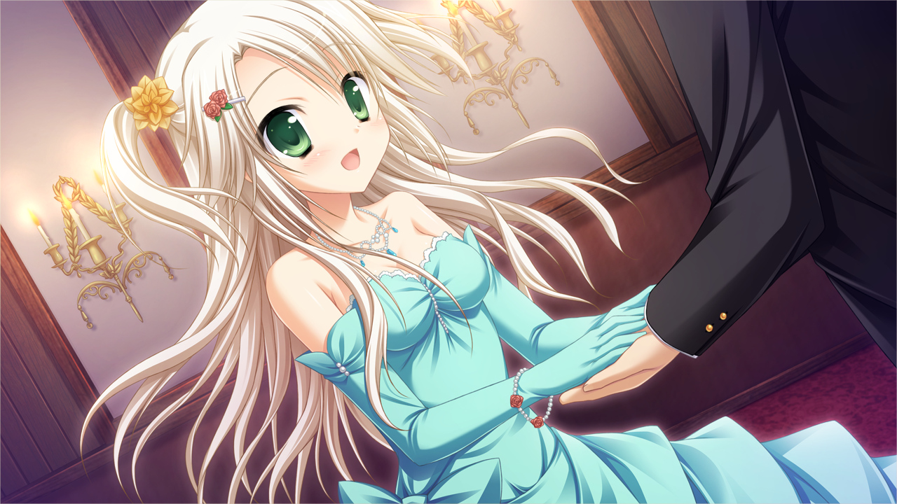 blonde_hair, dress, game_cg, green_eyes, hatsuyuki_sakura, hontani_kanae, long_hair, saga_planets