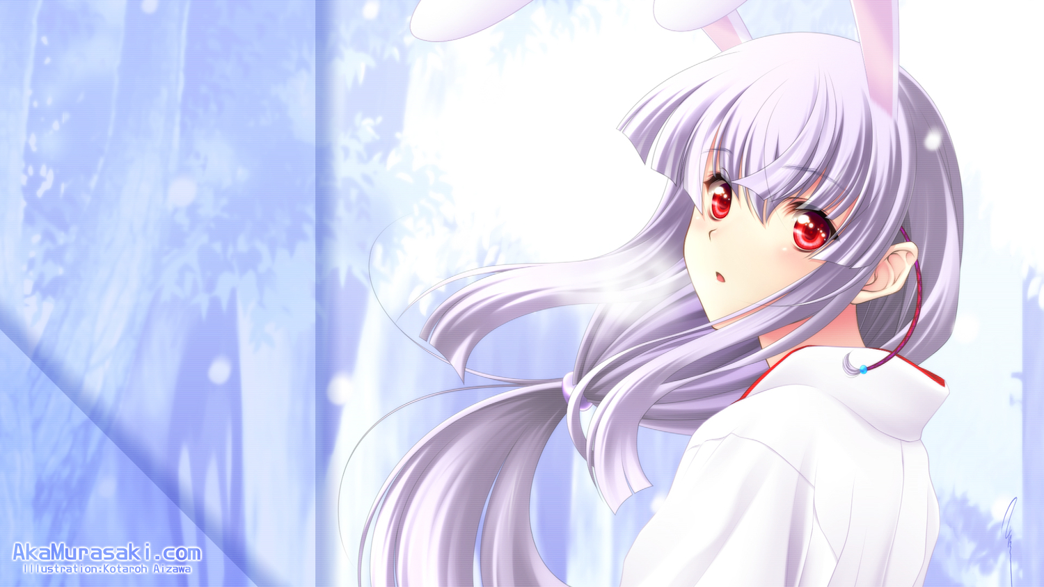 aizawa_kotarou, animal_ears, bunny_ears, bunnygirl, gray_hair, japanese_clothes, miko, red_eyes