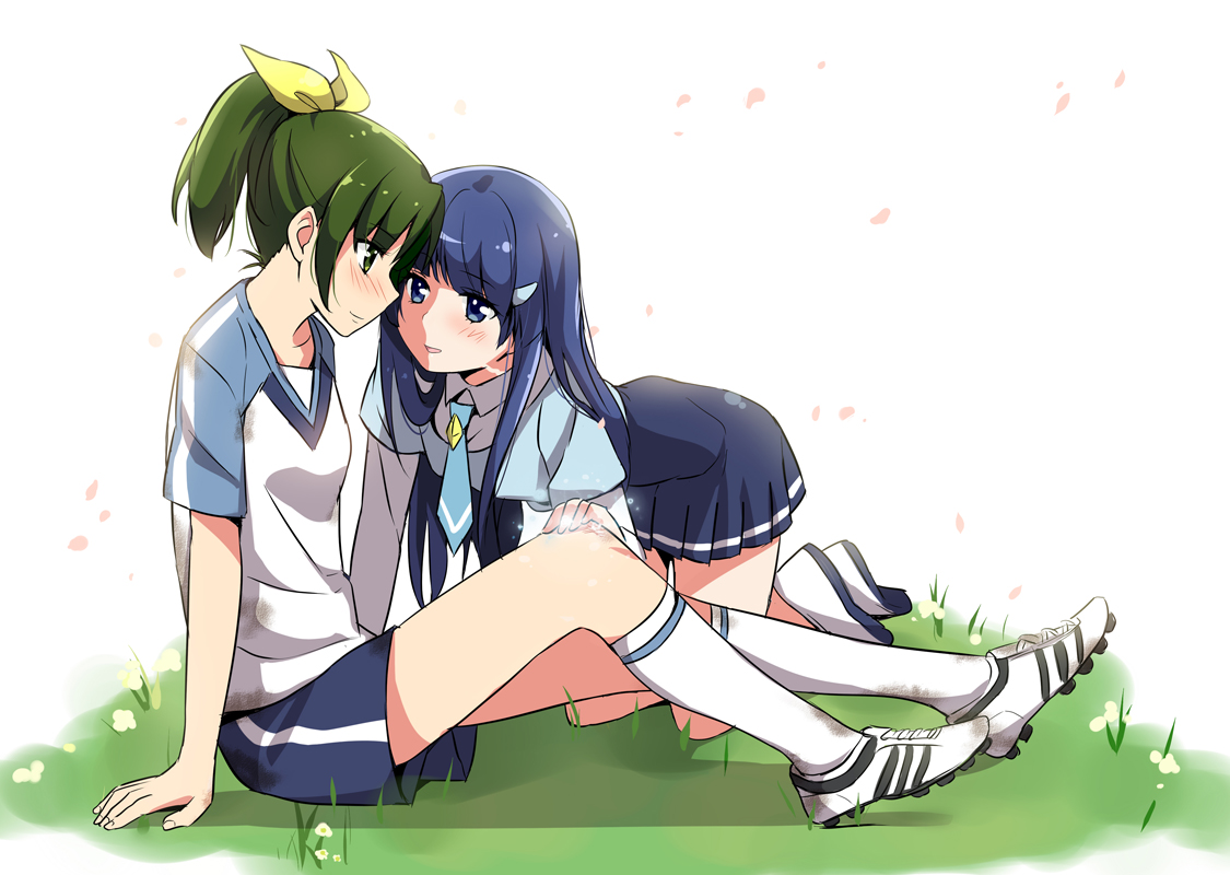 2girls, aoki_reika, midorikawa_nao, misu_kasumi, petals, precure, school_uniform, smile_precure!