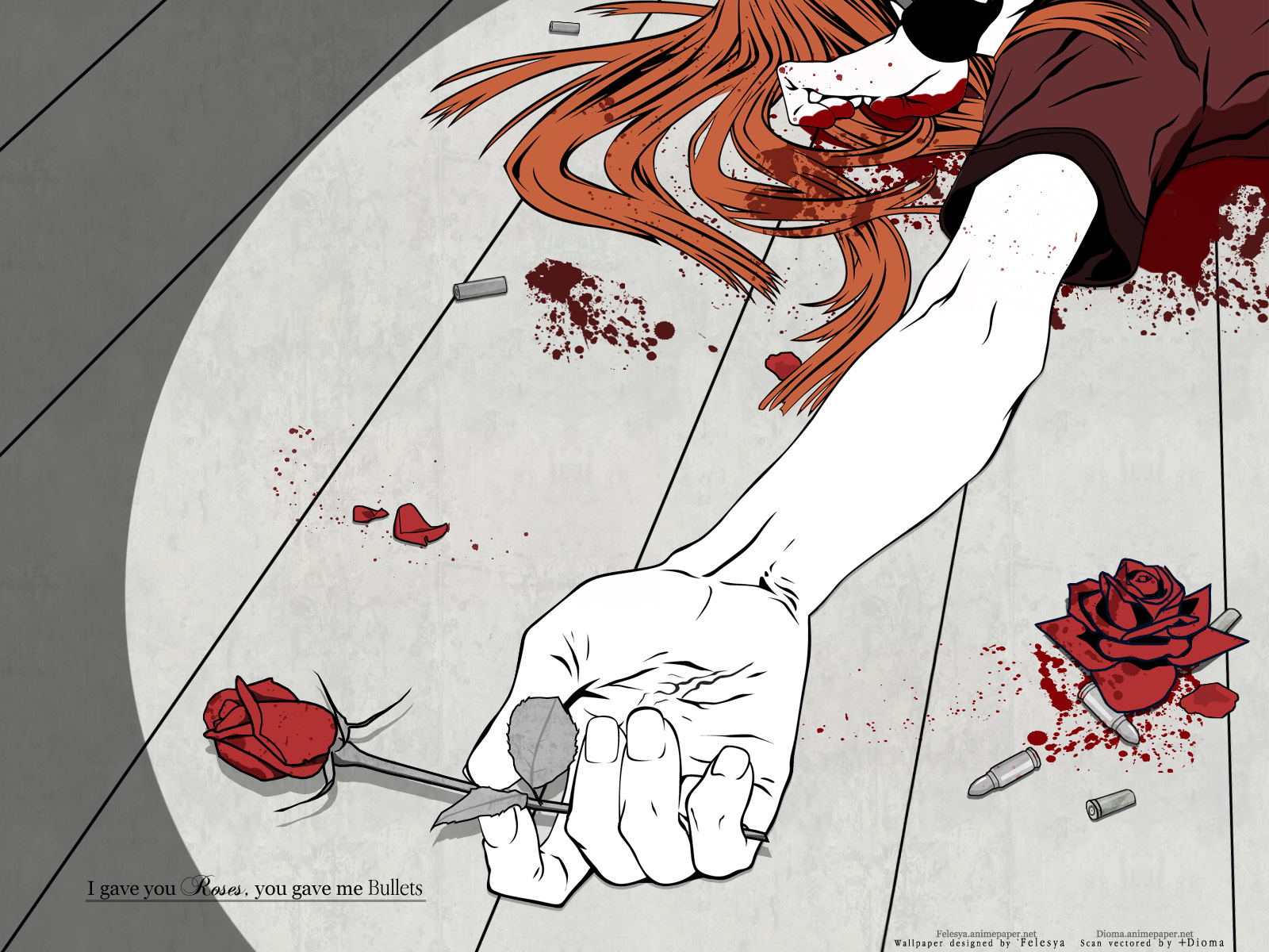 badou_nails, blood, dogs:_bullets_&_carnage, flowers, miwa_shirow, rose