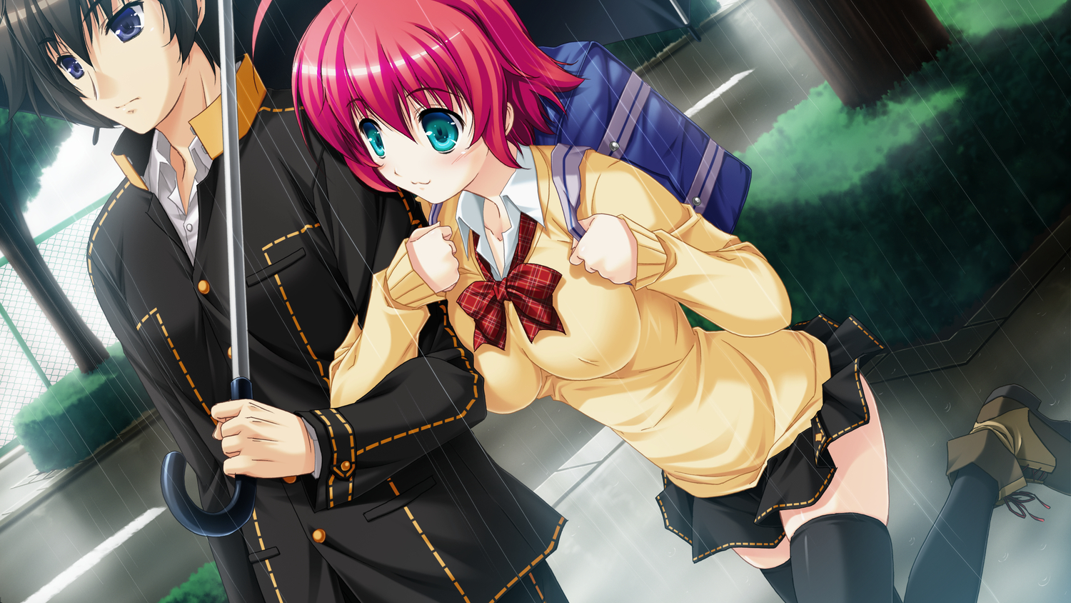 asayama_rui, game_cg, makita_maki, male, rain, school_uniform, shinigami_no_testament, takamiya_ayumu