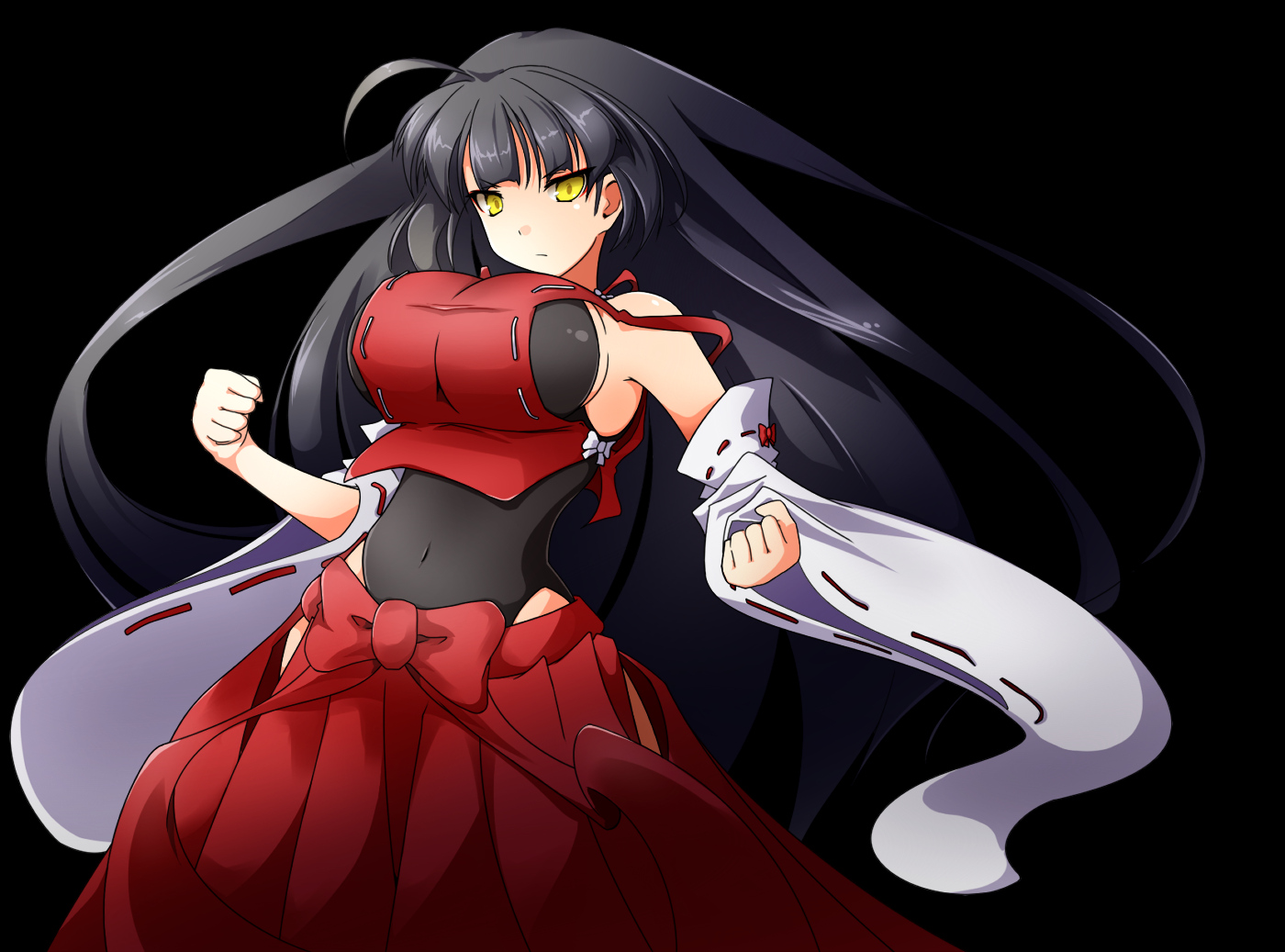 black_hair, hakurei_miko, japanese_clothes, kyuchan, long_hair, miko, touhou, transparent