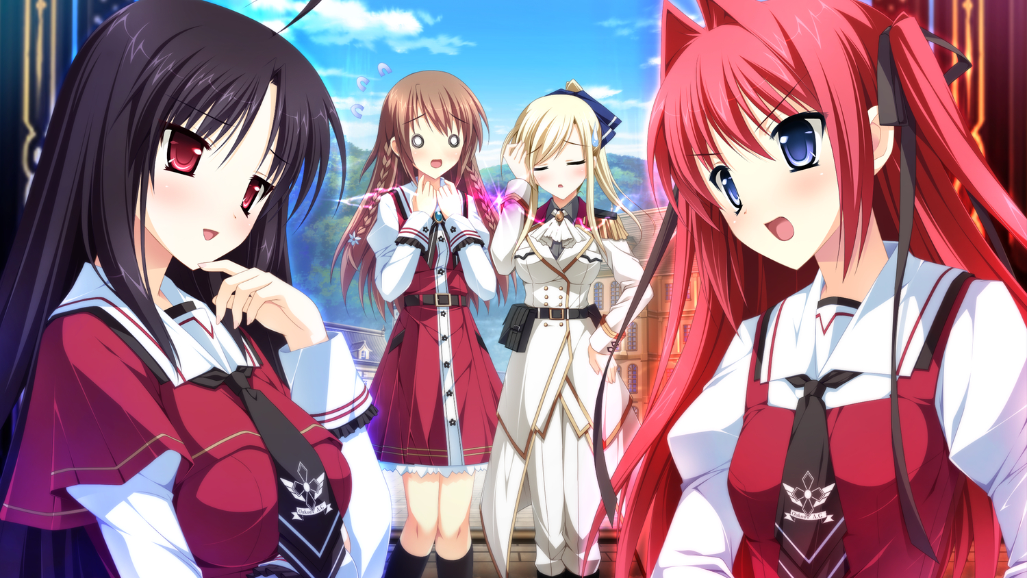 game_cg, karasuma_shizuku, kimishima_ao, miyama_mizuki, ootori_rena, otome_ga_tsumugu_koi_no_canvas, shishidou_chiharu