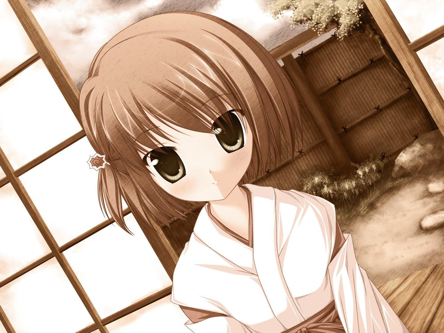 brown_hair, game_cg, inakoi, japanese_clothes, midou_chihiro, short_hair, tenmaso, whirlpool