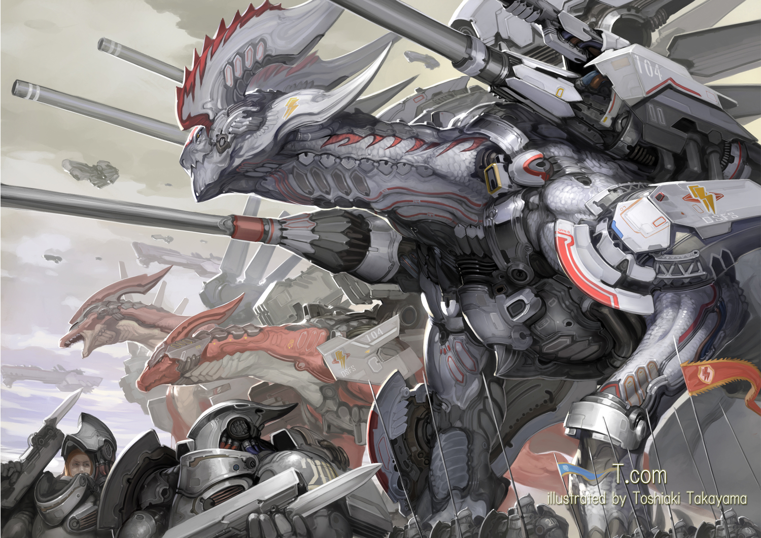 armor, dragon, mecha, original, takayama_toshiaki, weapon