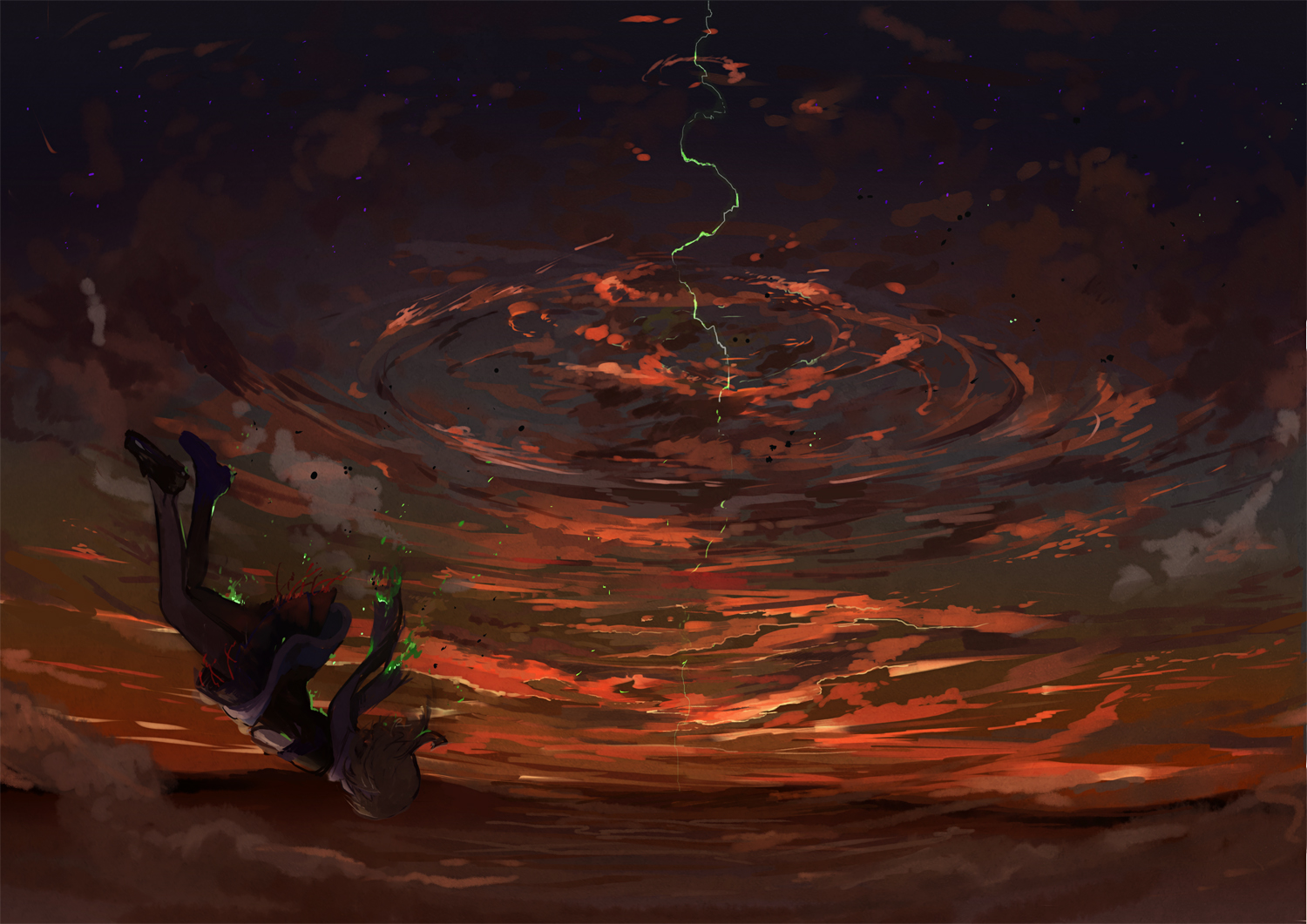 clouds, mizuhashi_parsee, scarf, sunset, touhou, ume_(plumblossom)