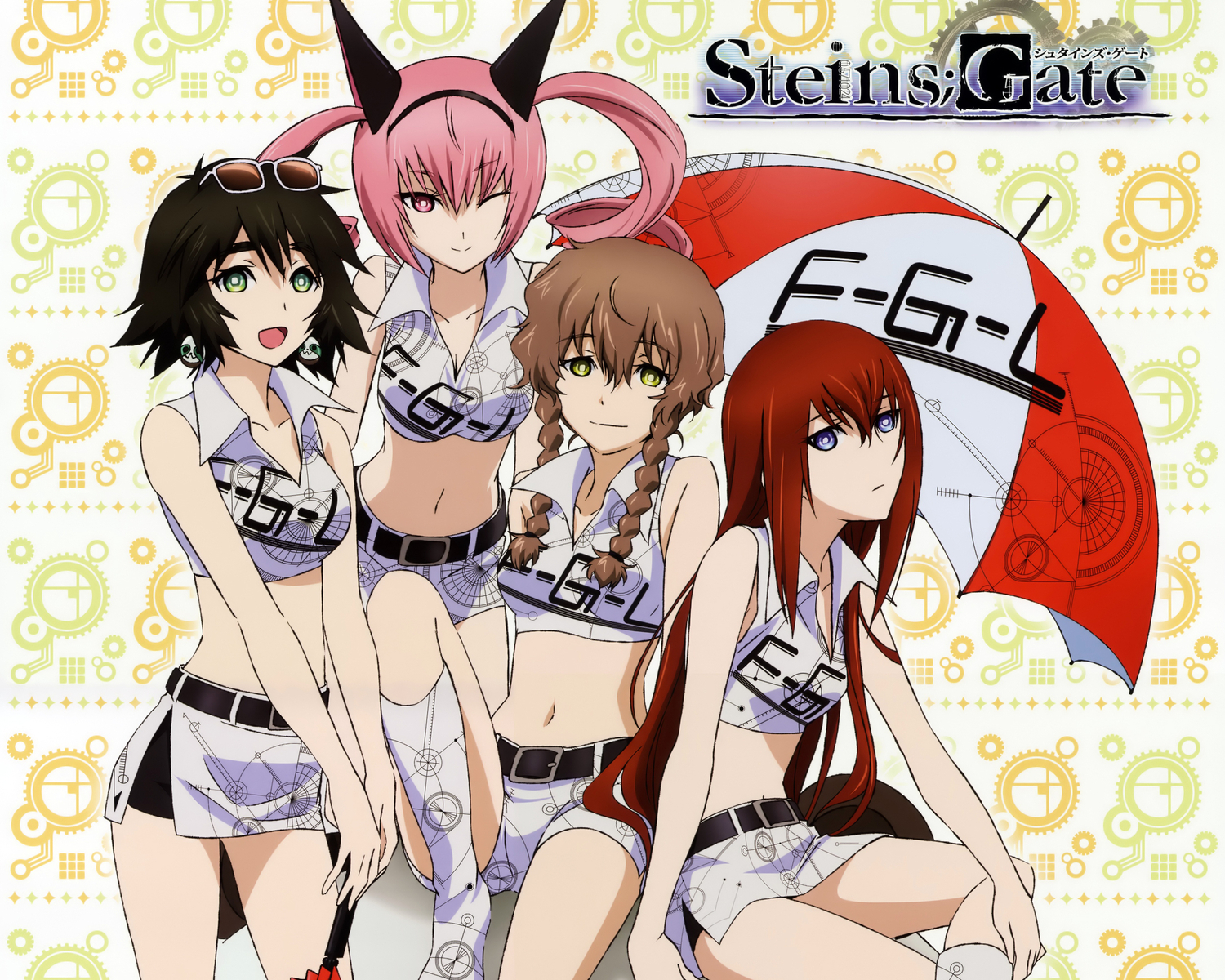 amane_suzuha, calendar, cropped, faris_nyannyan, makise_kurisu, shiina_mayuri, steins;gate, sunglasses