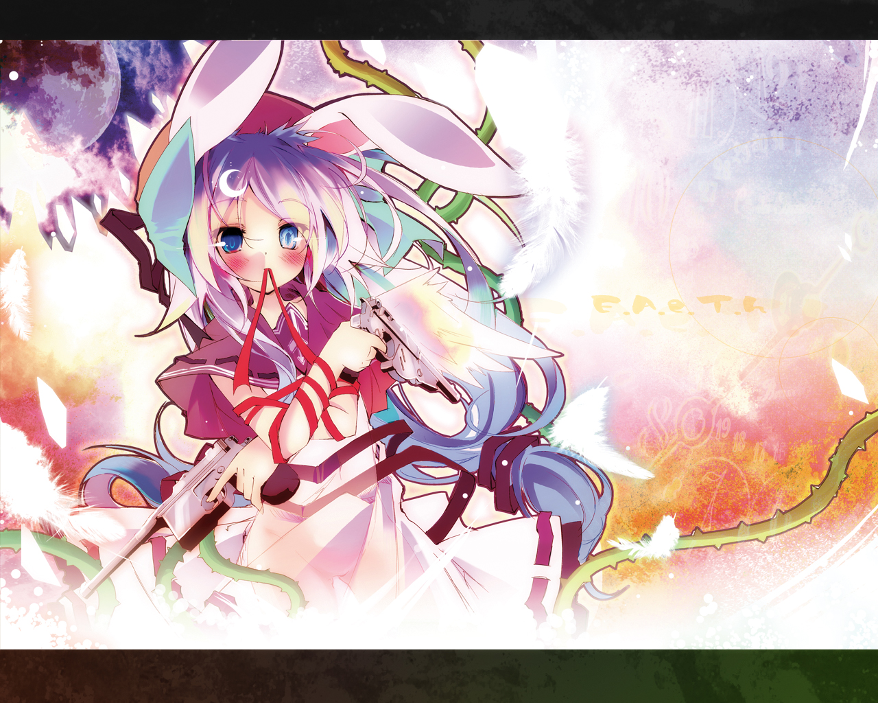 animal_ears, bunny_ears, bunnygirl, gun, kamiya_yuu, weapon