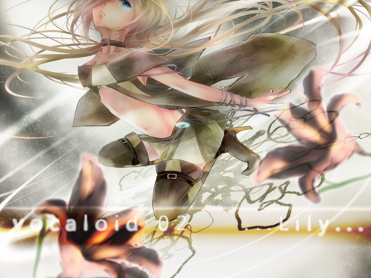 amakura_(islit), boots, flowers, lily_(vocaloid), vocaloid