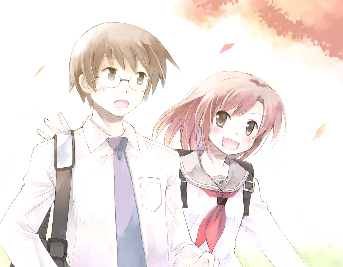 blush, brown_hair, glasses, nonaka_yuu, school_uniform
