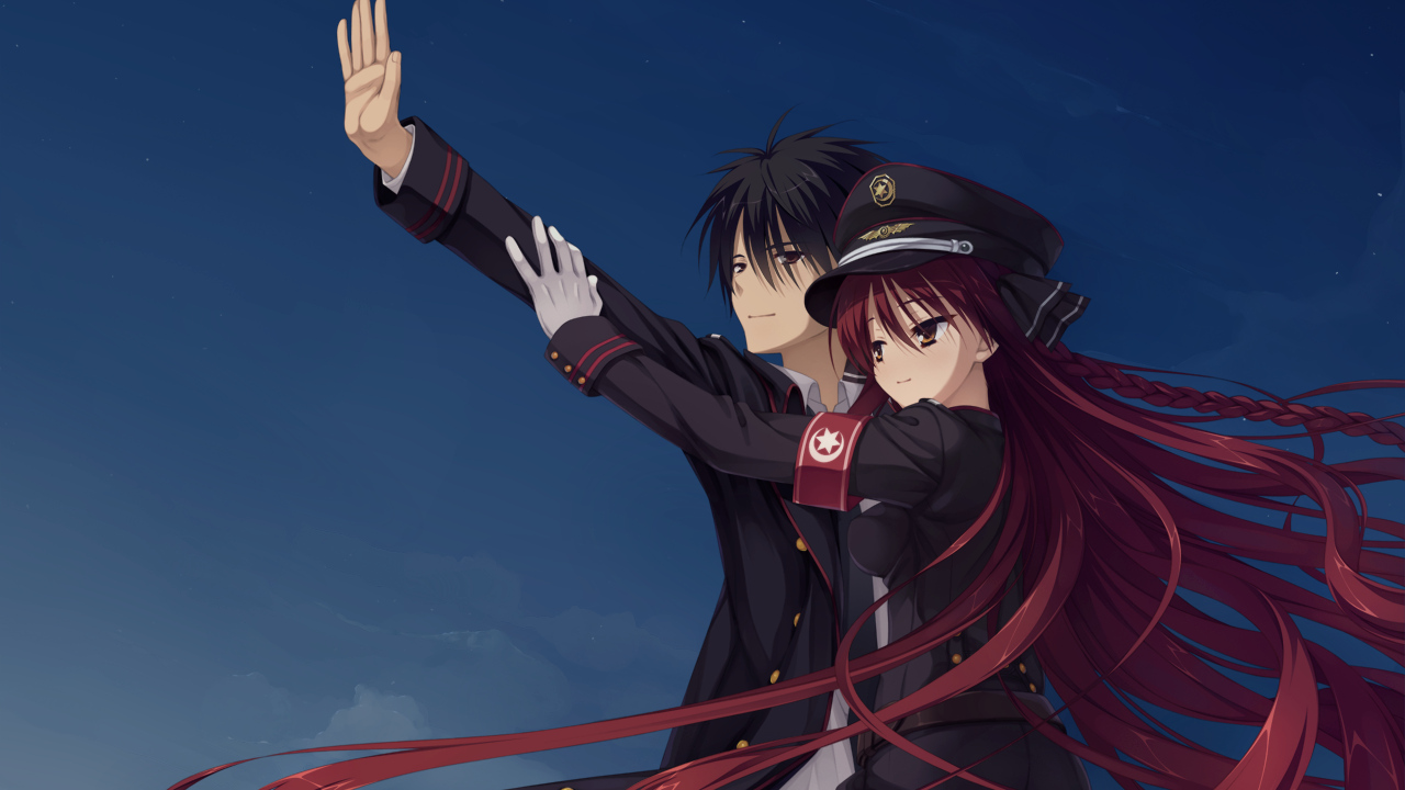 dracu-riot!, game_cg, hat, long_hair, muririn, mutsura_yuuto, night, red_eyes