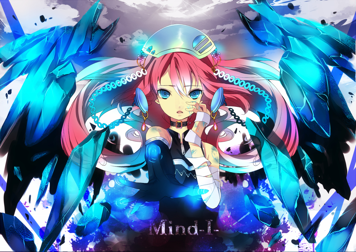 aoi_(kirabosi105), blood, blue_eyes, clouds, gloves, headphones, long_hair, megurine_luka