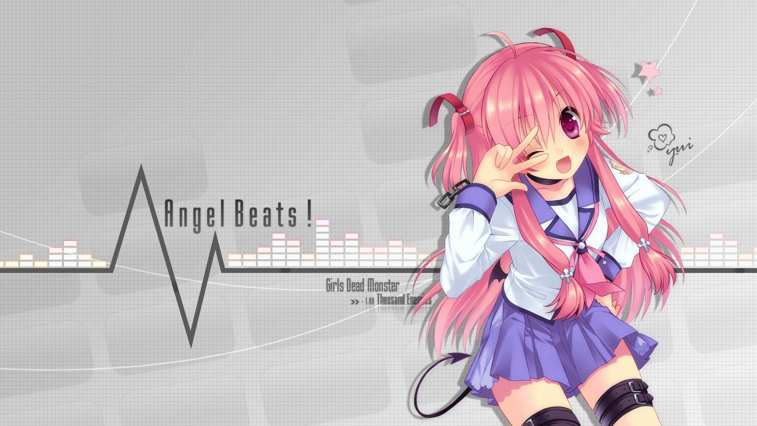 angel_beats!, long_hair, pink_hair, yui_(angel_beats!)
