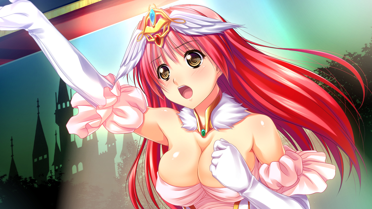 amasaka_takashi, blush, breasts, cleavage, game_cg, kohinata_yuuka, koi_mekuri_clover