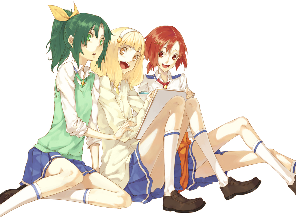 hino_akane, kise_yayoi, midorikawa_nao, precure, school_uniform, smile_precure!, takanuma_tama, white