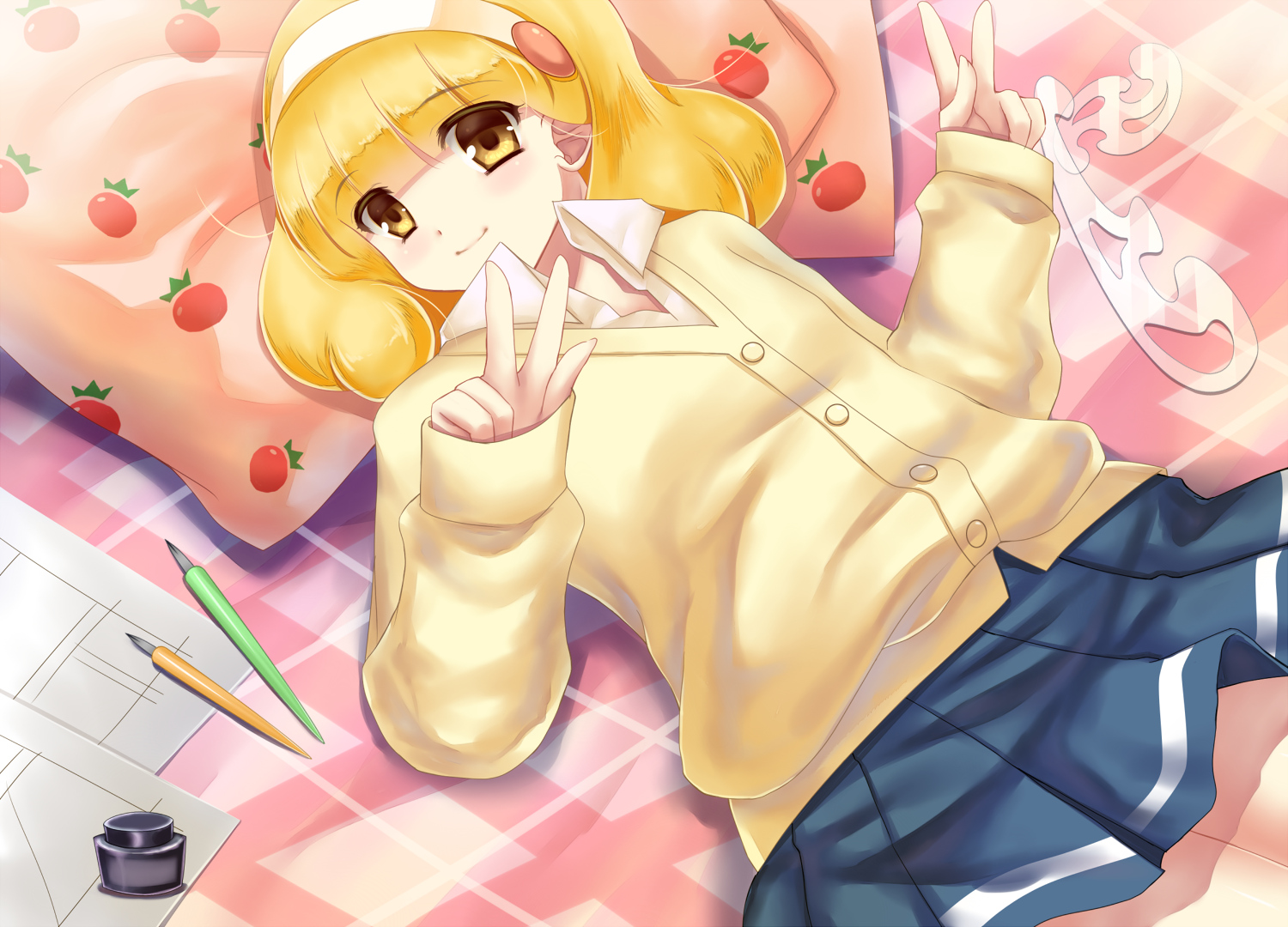 blonde_hair, eko, kise_yayoi, precure, school_uniform, skirt, smile_precure!, yellow_eyes